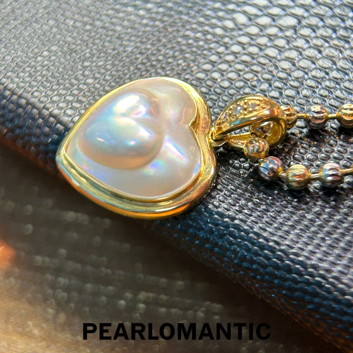 [Joyas finas] Colgantes de corazón Amami Dream con perlas mabe japonesas de oro de 18k y diamantes