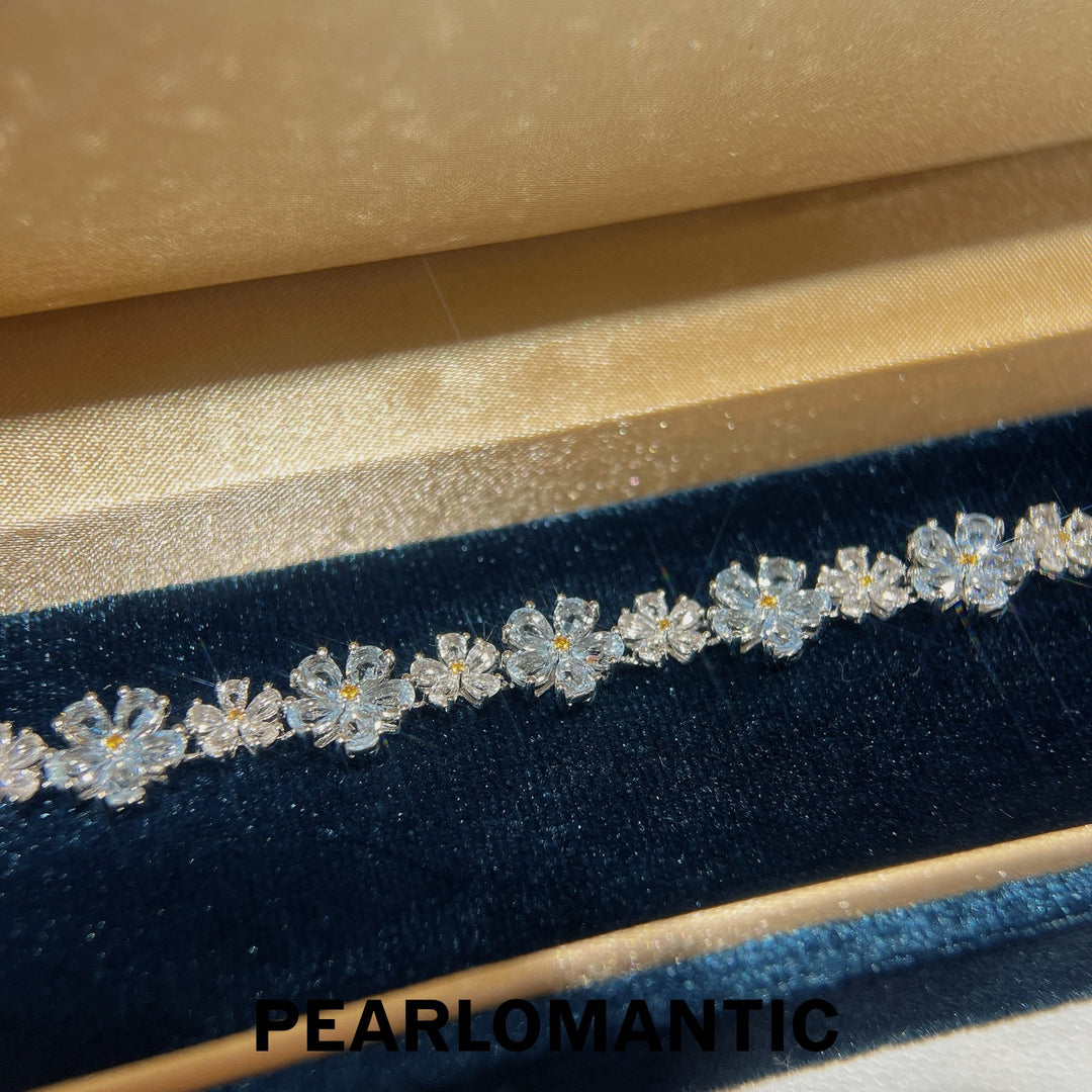 [Elección del diseñador] Pulsera floral única Starry Bloom de aguamarina de 3.3 ct con plata S925