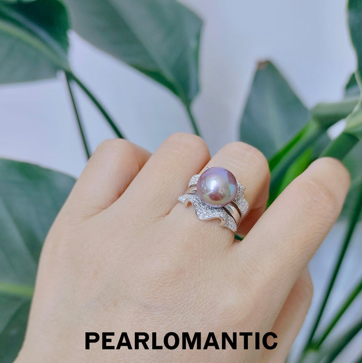 [Designer's Choice] Freshwater Purple Pearl Lavender Glow S925 Silver Adjustable Ring