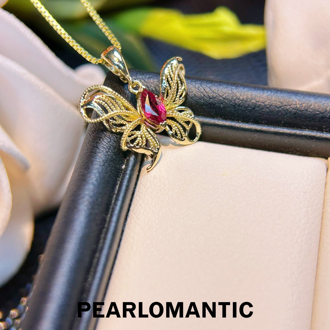 [Fine Jewelry] 18k Gold Ruby Marquise-cut Filigree Wings All-purpose Pendants