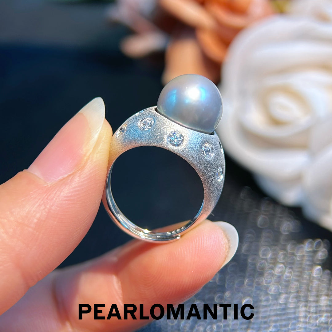 [Designer's Choice] Platinum-Grey Tahitian Pearl Buccellati-Style Ring
