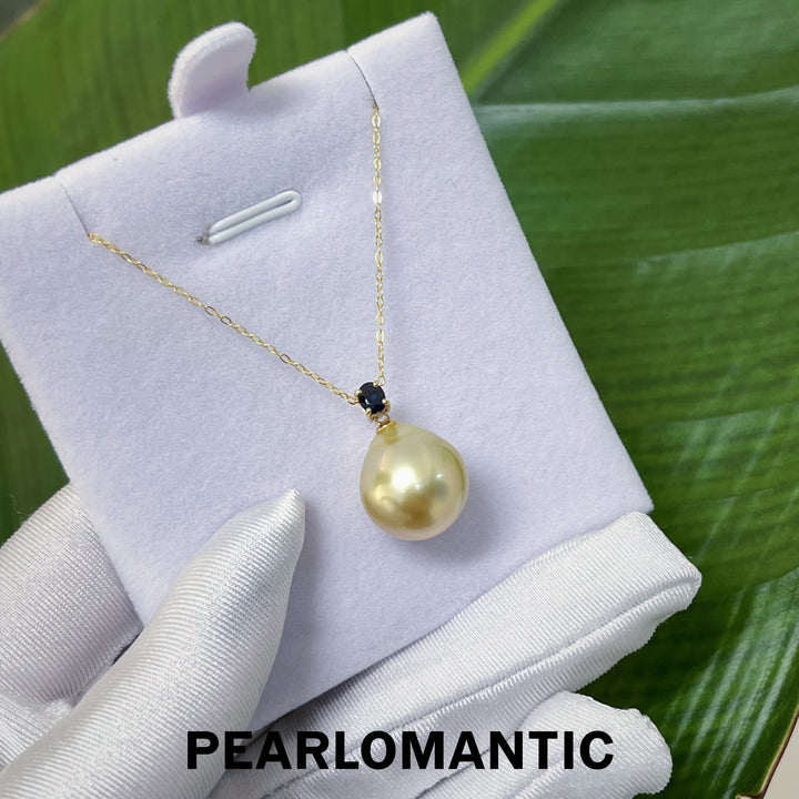 [Fine Jewelry] South Sea Golden Baroque Pearl 14-15mm w/ Sapphire & 18k Gold