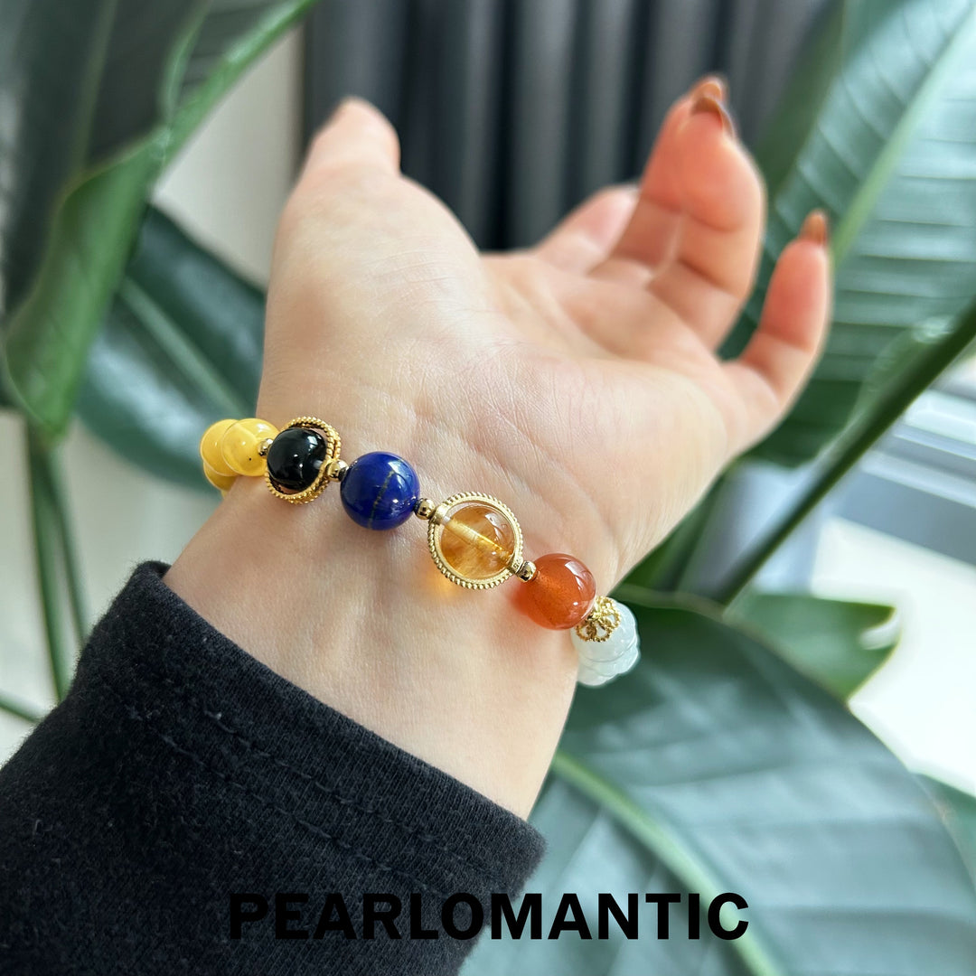 [Elección del Diseñador] Brazalete artesanal Eternal Bloom con piedras preciosas multicolores y jade tallado