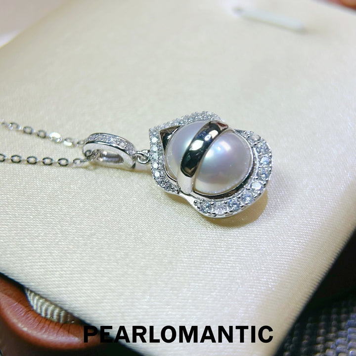 [618 Sale] Australian White Pearl Gourd Pendant Necklace w/ S925 Silver