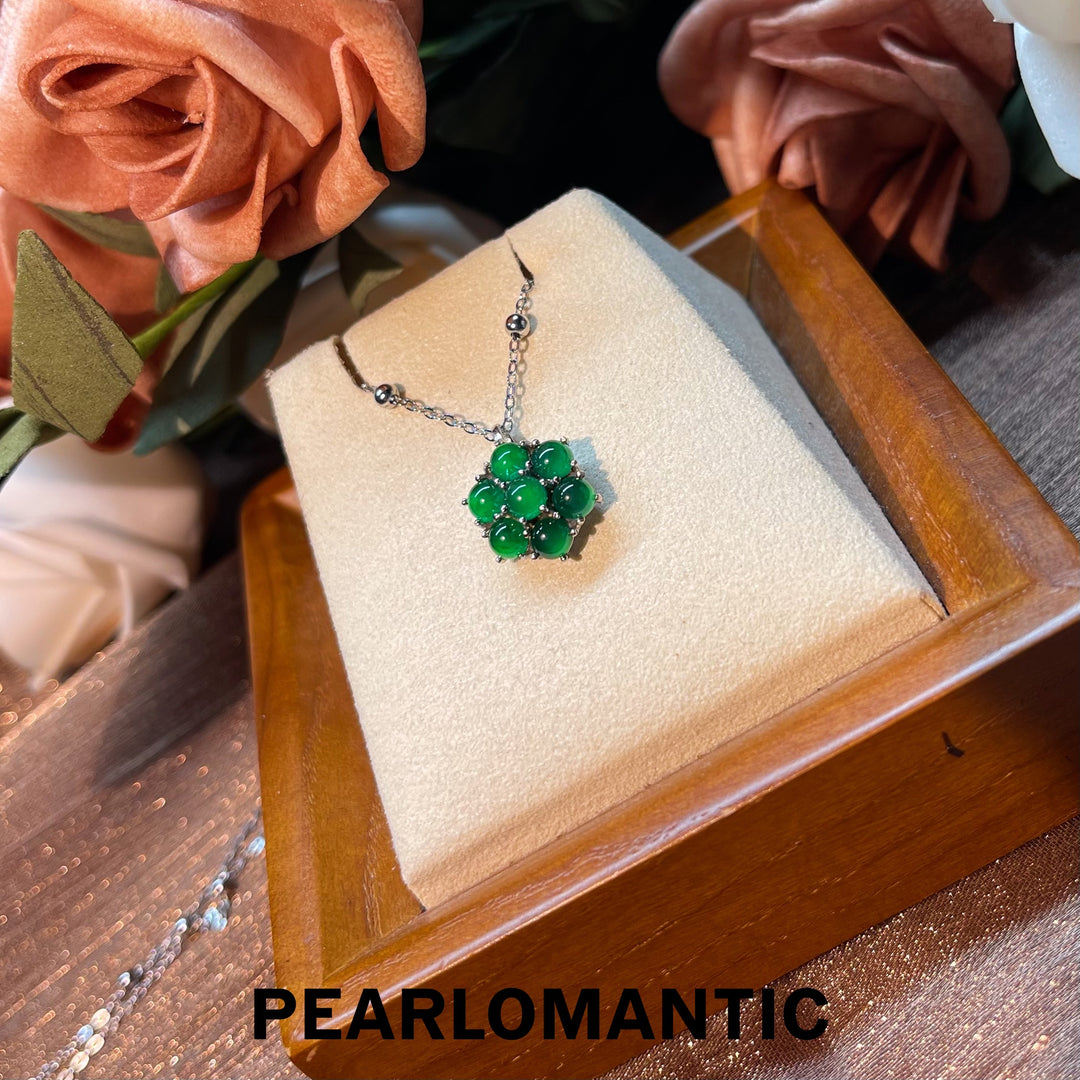 [Designer's Choice] S925 Silver & Jade Verdant Bloom Chalcedony Pendants w/ Chain