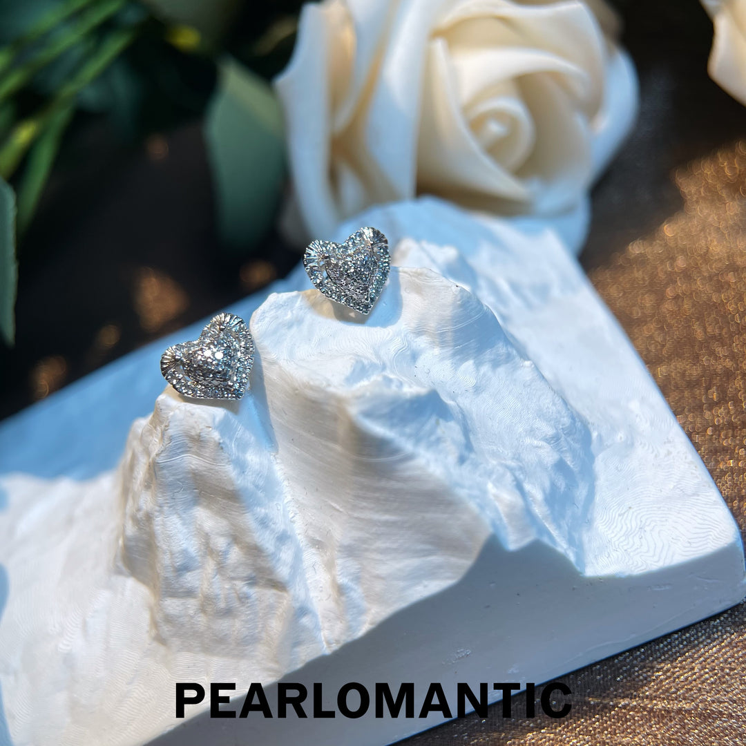 [Fine Jewelry] 18k Gold & Diamonds 0.42ct Heart Shape Earring Studs
