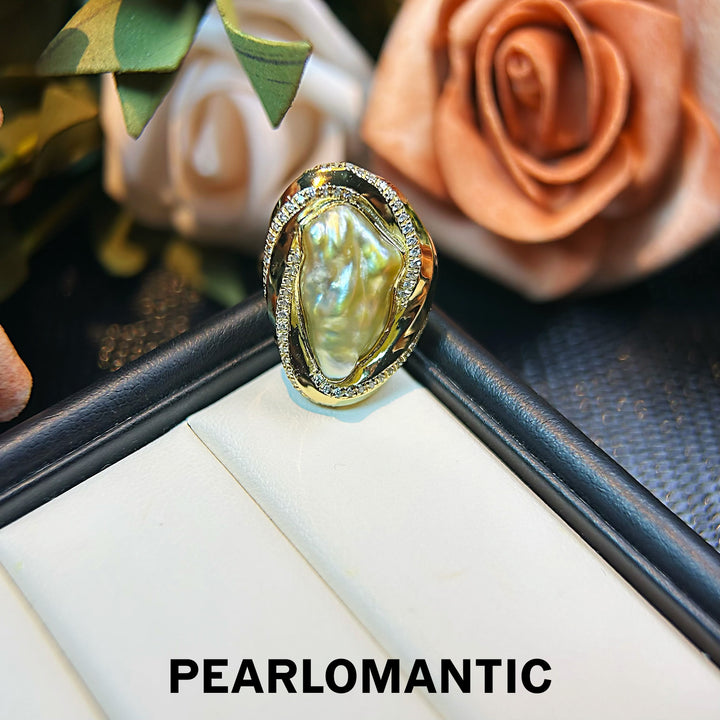 [Designer's Choice] South Sea Keshi Pearl Mirror Aura S925 Silver Adjustable Ring