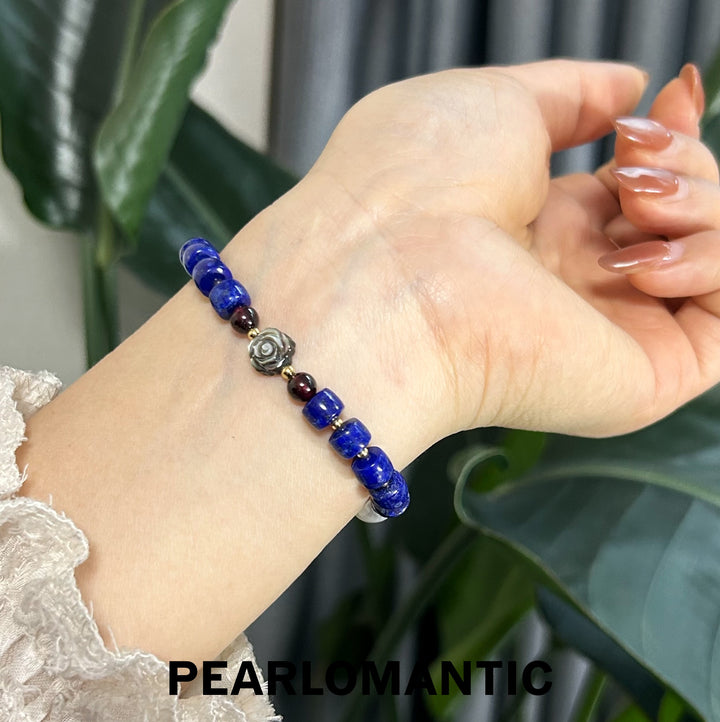 [Elección del diseñador] Pulsera única de lapislázuli, amatista y perlas "Viaje Mítico"