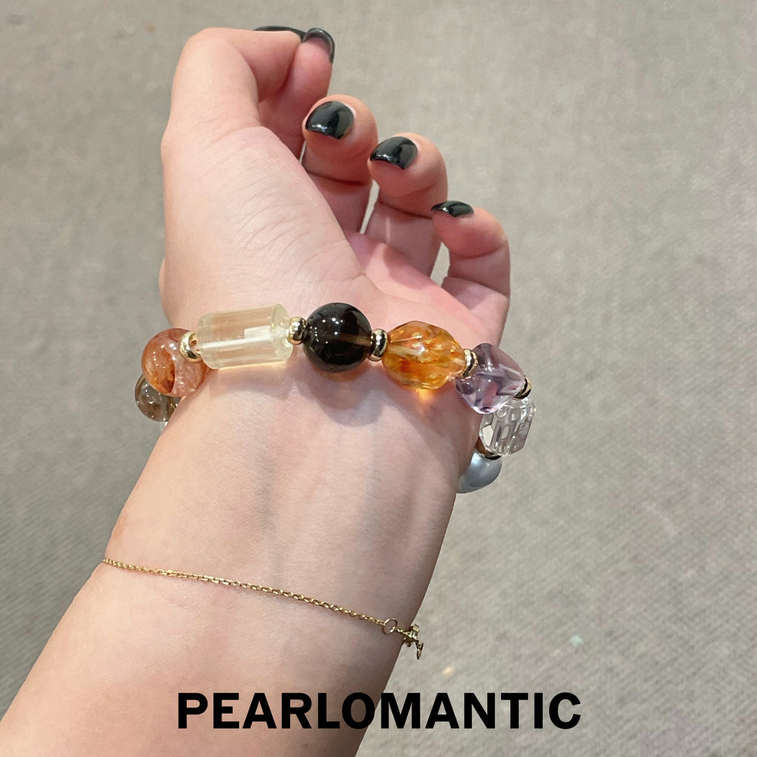 [Designer's Choice] Crystal Pearl Fusion' Bracelet – Australian Baroque  & Diverse Natural Crystals