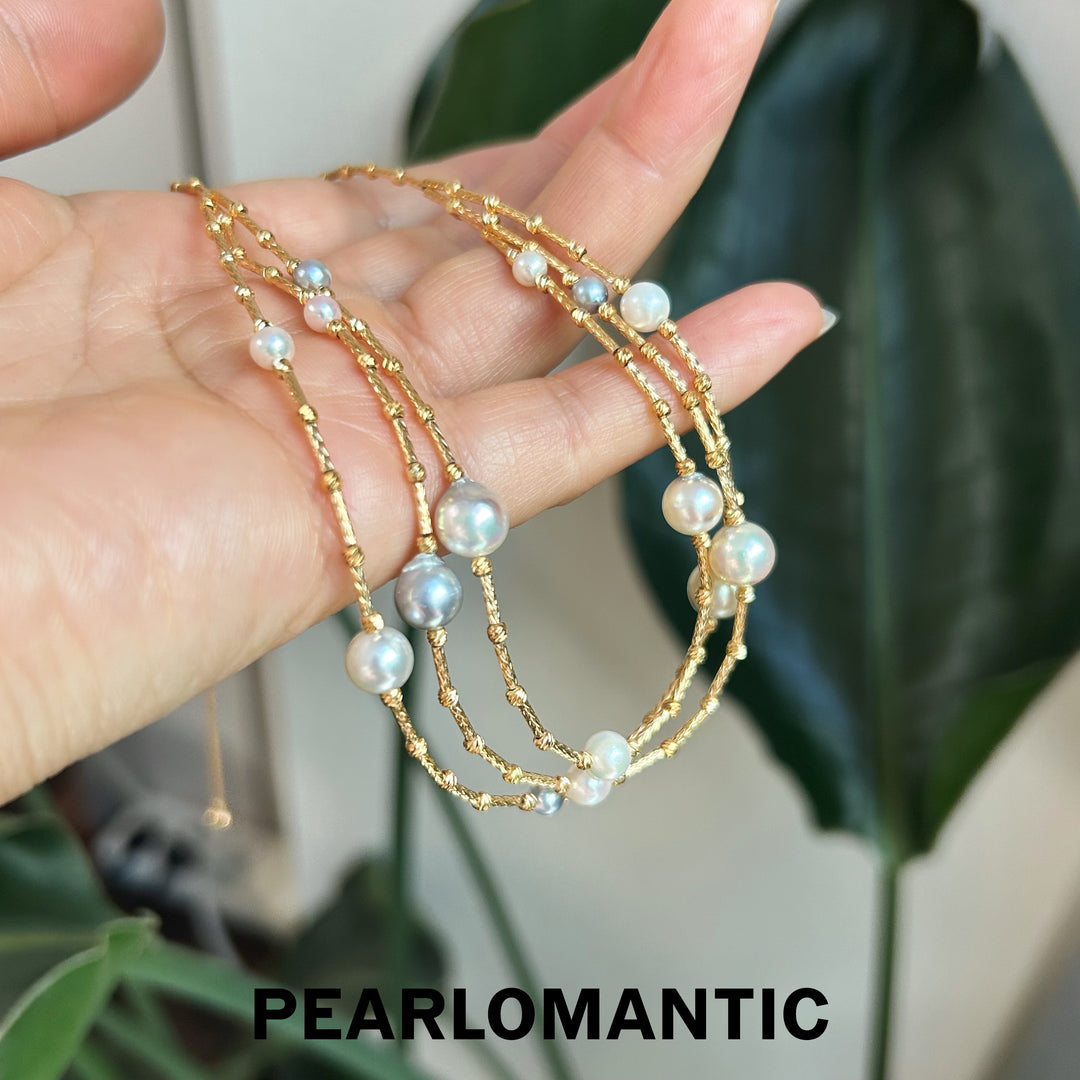 [Designer's Choice] Akoya Pearl Multi-color Cascade Glow S925 Necklace