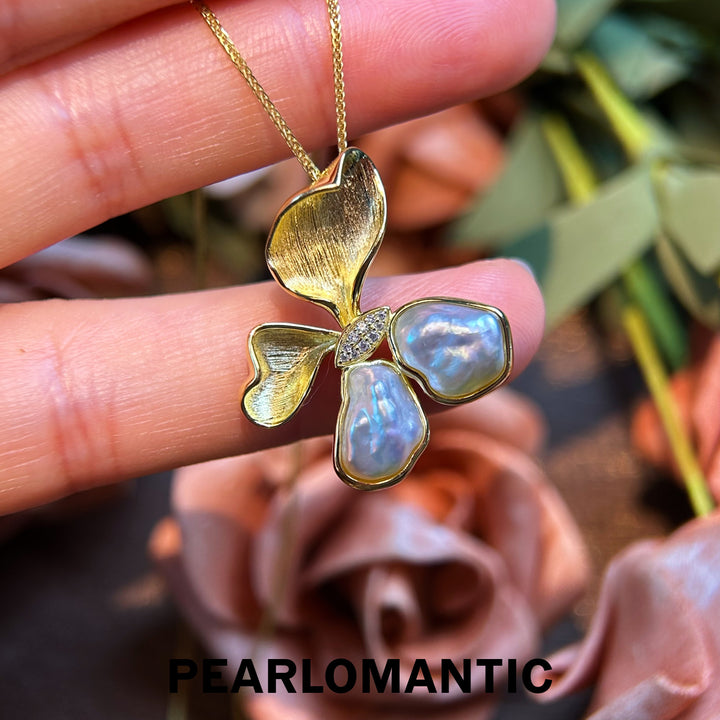 [Designer's Choice] Australian White Pearl Keshi Mirage Butterfly Pendants w/ S925 Silver