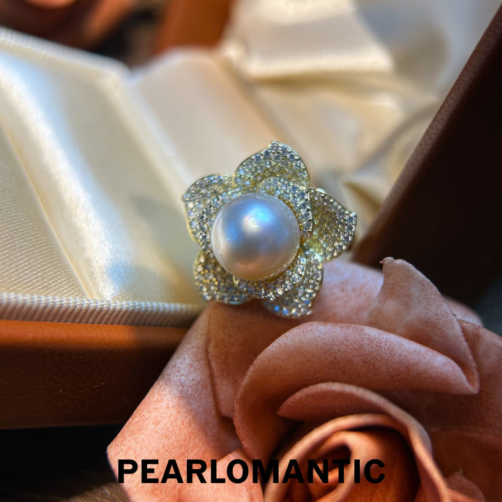 [Designer's Choice] Australian Dusty Rose Pearl Luminous Petal Adjustable Silver Ring