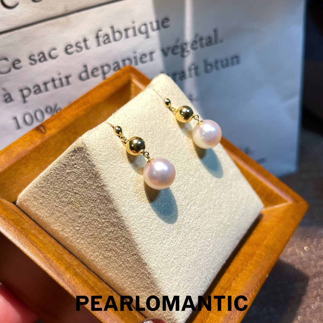 [Fine Jewelry] 18k Gold & Akoya Pearl 8-8.5mm Earring Studs w/ Certificate