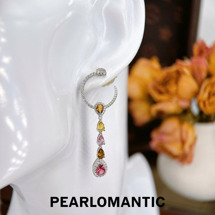 [Designer’s Choice] Candy Bloom Natural Tourmaline Dangle Earrings 2.3ct S925 Gold
