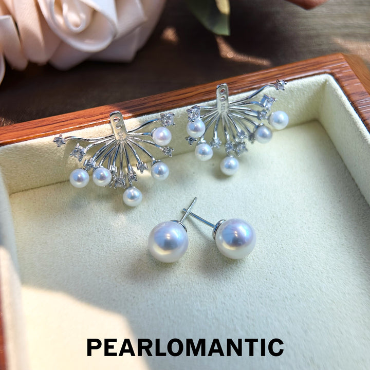 [Designer's Choice] Freshwater Pearl Multi-sizes Luna Bloom Modular Earring Studs w/ S925 - Excluded