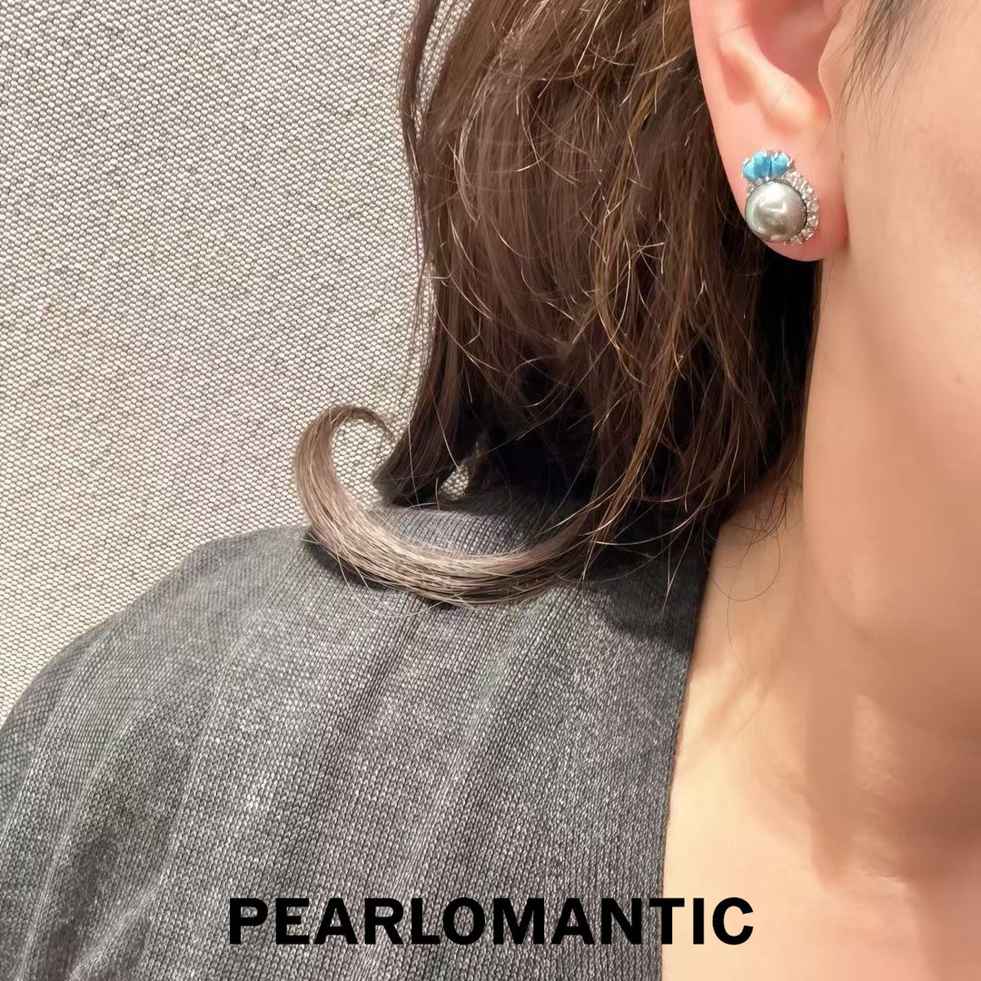 [Designer’s Choice] Ocean Bloom 10–11mm 4A Tahitian Pearl Floral Halo Stud Earrings