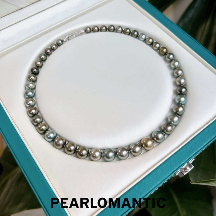 [Fine Jewelry] Tahitian Black Pearl Elegant Muted Classic Strand with Silver Clasp