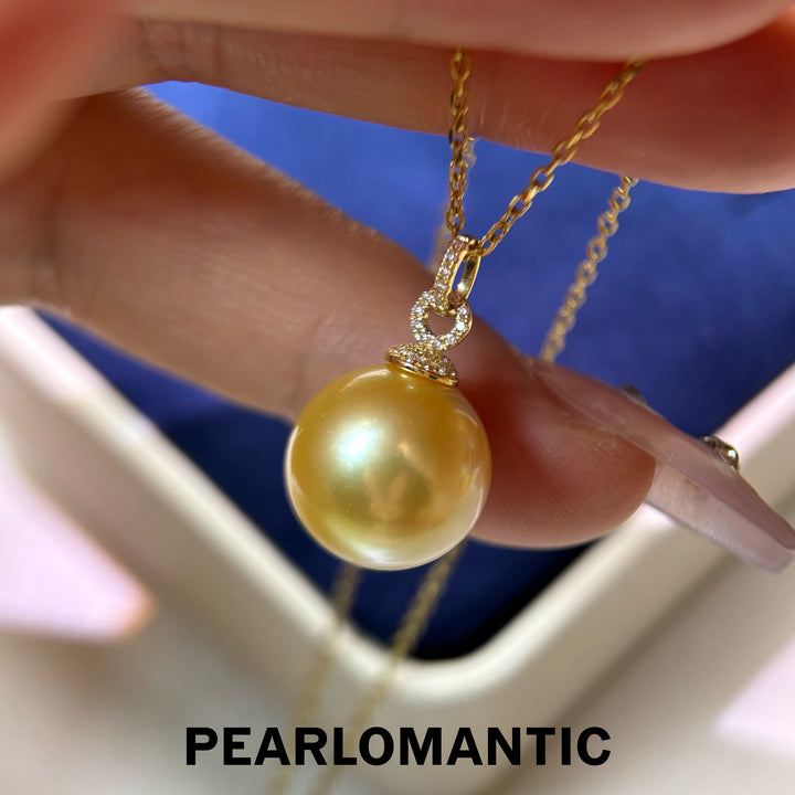 [Fine Jewelry] Golden Radiance 12.9mm 4A+ South Sea Golden Pearl 18K Gold Pendant
