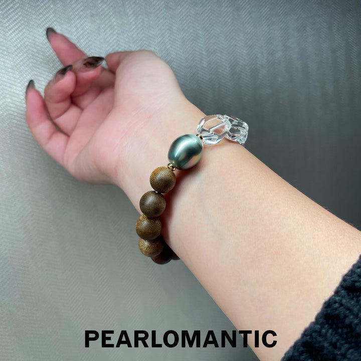 [Designer's Choice] Tahitian Black Pearl & Crystal & Sandalwood Beaded Bracelets