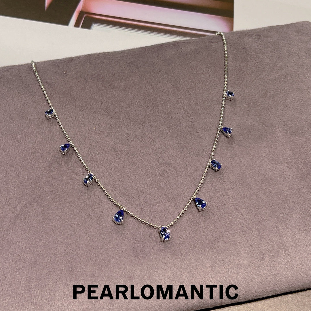 [Spring Sale] Starry Night Unique 3.6ct Tanzanite Station Necklace w/ S925 Silver