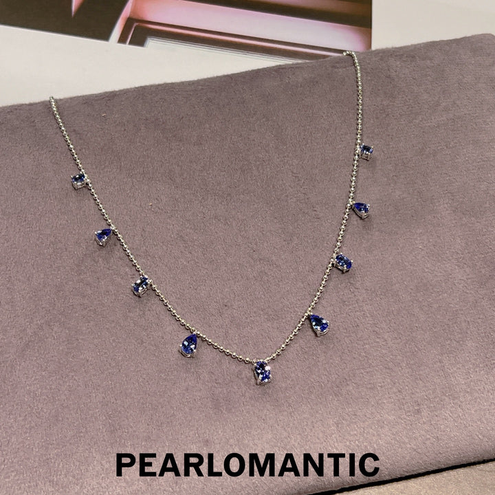[Spring Sale] Starry Night Unique 3.6ct Tanzanite Station Necklace w/ S925 Silver