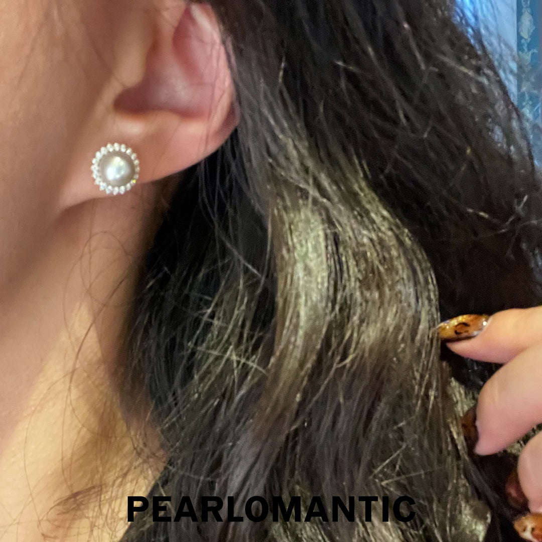 [Fine Jewelry] 8-9mm Akoya Madama Color Pearl Sunflower Earrings