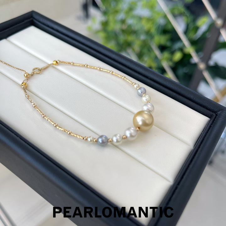 [Fine Jewelry] Akoya 3-10mm + South Sea Golden Pearl 9-10mm 18k Bracelet