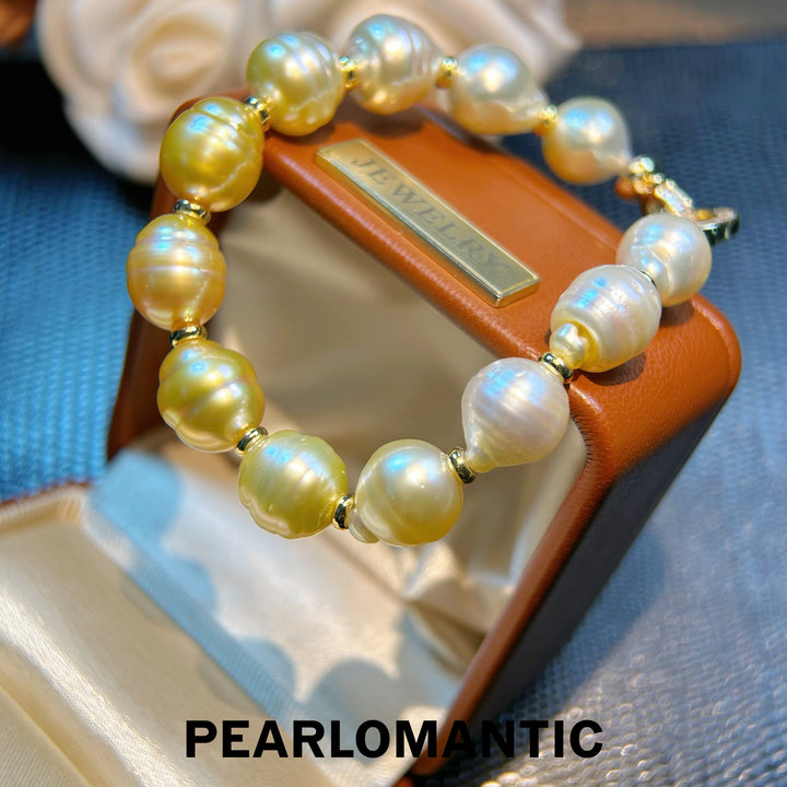 [Designer's Choice] South Sea & Australian White Pearl Half & Half S925 Silver Bracelets