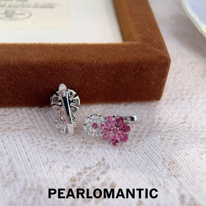 [618 Sale] Natural Tourmaline Gradient Double Flower Stud Earrings