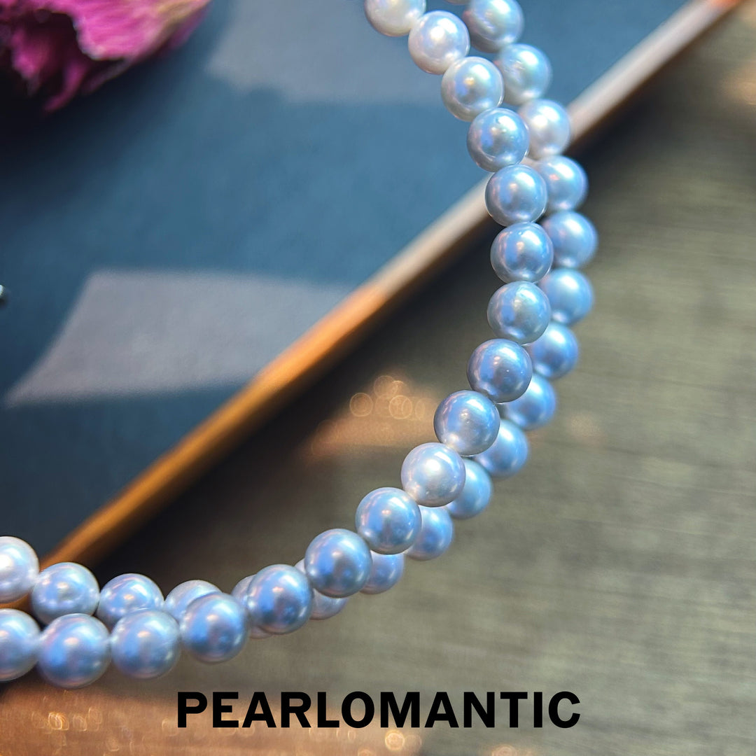 [Fine Jewelry] 18k Gold & Akoya Silver Blue Color Classic Baby Pearl Necklaces - Excluded