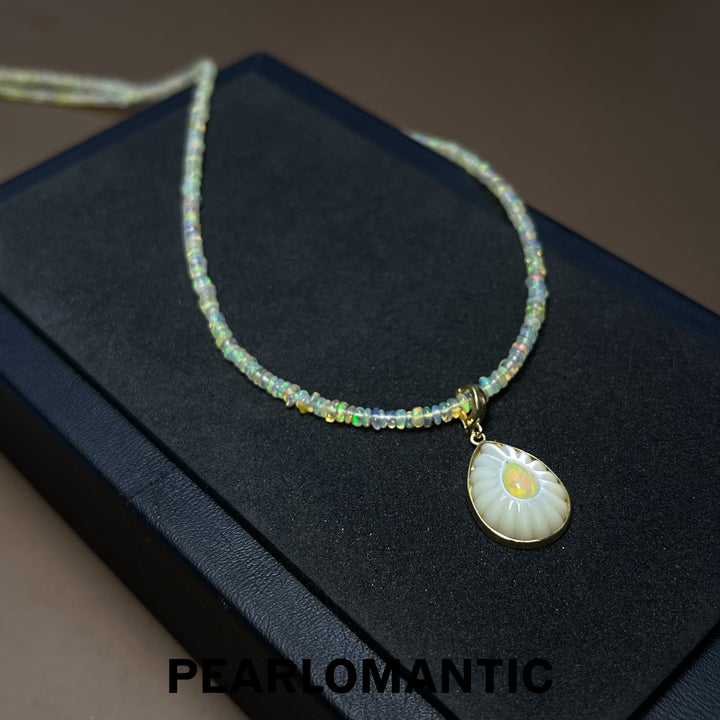 [Fine Jewelry] Opal + Natural MOP All-purpose Pendant w/ 18k Gold