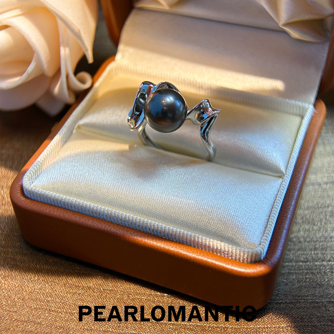 [Designer's Chioce] Tahitian Black Pearl Graceful Wrap S925 Silver Adjustable Ring