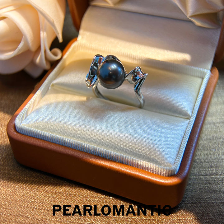 [Designer's Chioce] Tahitian Black Pearl Graceful Wrap S925 Silver Adjustable Ring