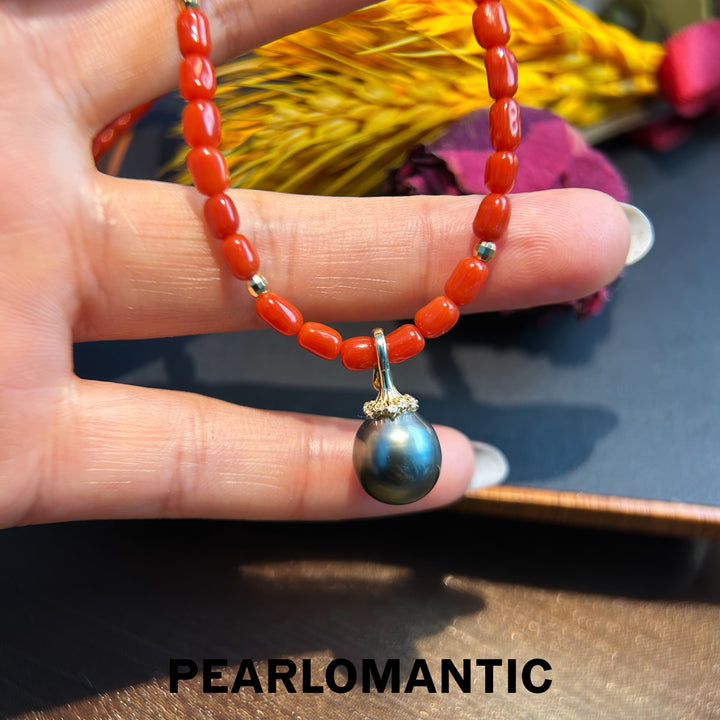 [Designer's Choice] Red Coral Necklaces & Tahitian Baroque Pendants w/ S925 Silver