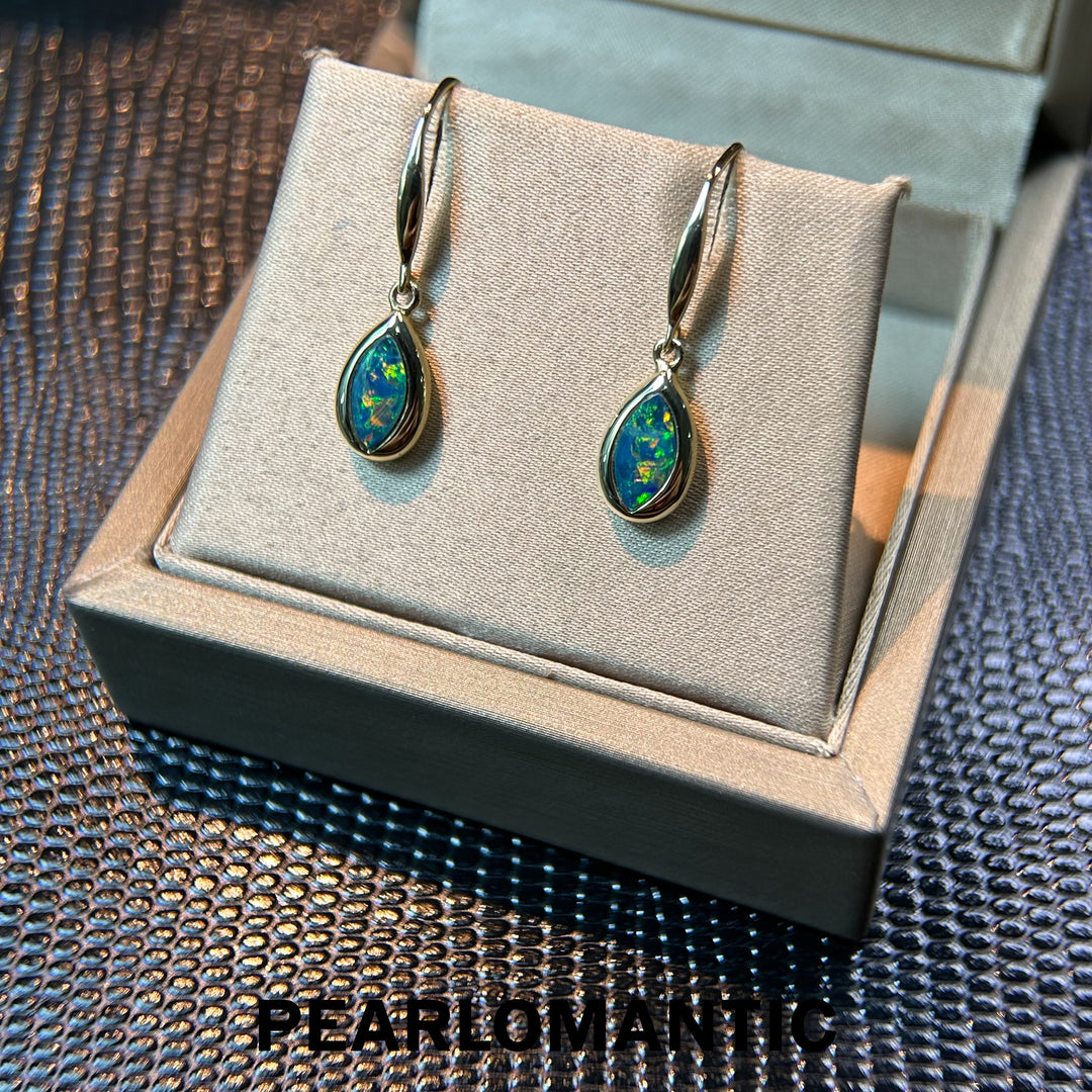 [Fine Jewelry] 14k Gold Australian Opal Pearl Shape Deep Sea Echo Earrings