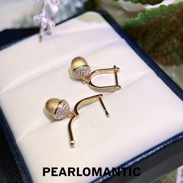 [Designer’s Choice] Golden Acorn Italian-Made S925 Gold-Plated Pinecone Drop Earrings