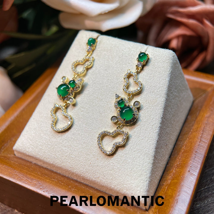 [Designer's Choice] S925 Silver w/ Gold Plated & Jade Chalcedony Sparkle Drop Earrings