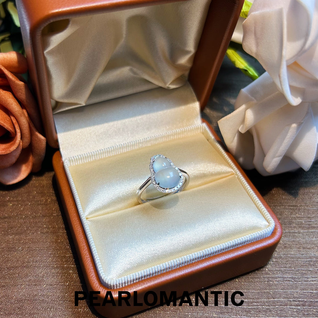 [Fine Jewelry] 18k Gold & Diamonds & Jade Rare Color US Size 6.5 Rings