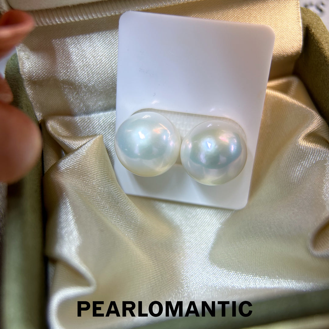 [Fine Jewelry] 18k Gold Freshwater Edison Pearl White Big Size Earring Studs