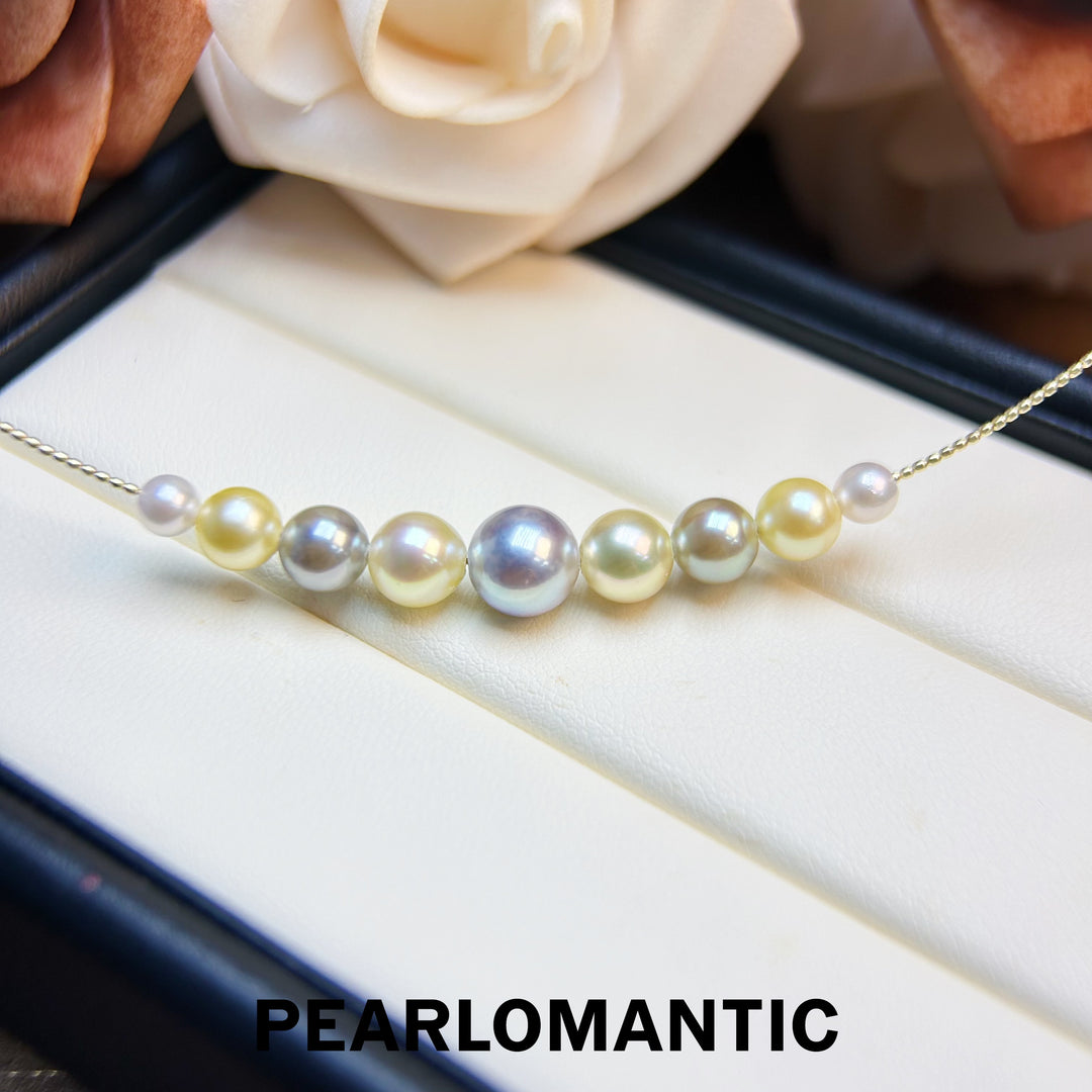 [Fine Jewelry] 18k Gold & Akoya Pearl 4-8mm Multi-Color Gradual Chocker Necklaces