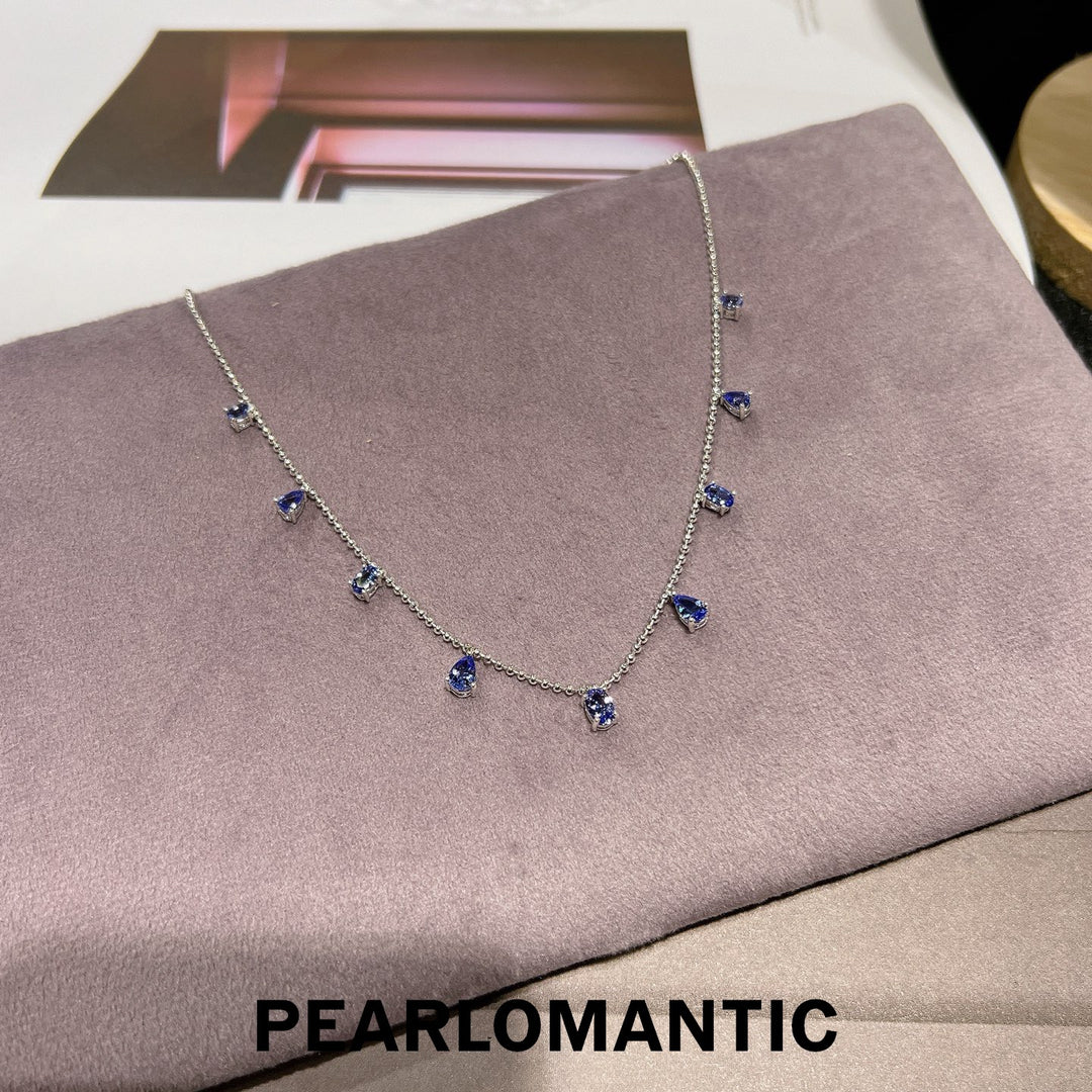 [Spring Sale] Starry Night Unique 3.6ct Tanzanite Station Necklace w/ S925 Silver