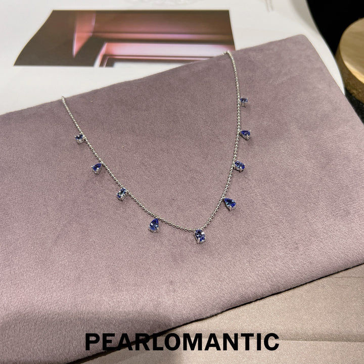 [Spring Sale] Starry Night Unique 3.6ct Tanzanite Station Necklace w/ S925 Silver