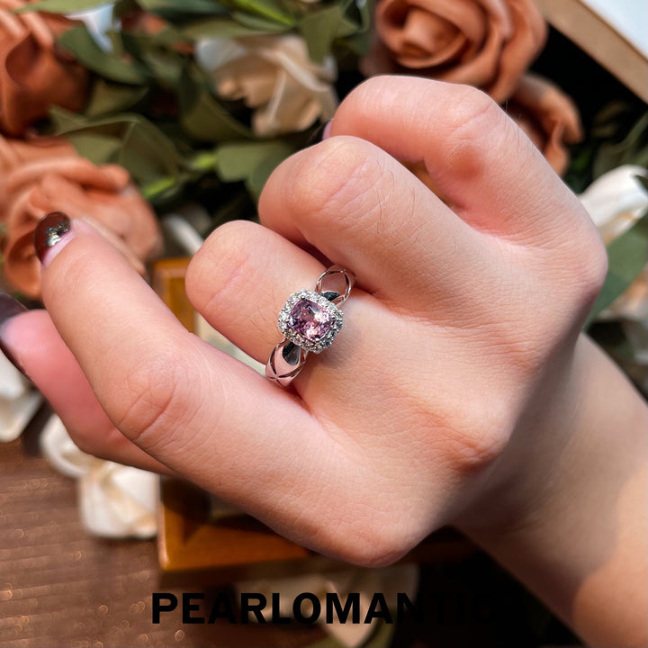 [Fine Jewelry] 18K White Gold Lone Lavender Glow Tourmaline & Diamond Ring