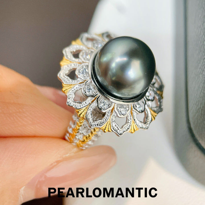 [Designer's Choice] Tahitian Black Pearl Buccellati-Inspired Pearl Ring Size Adjustable
