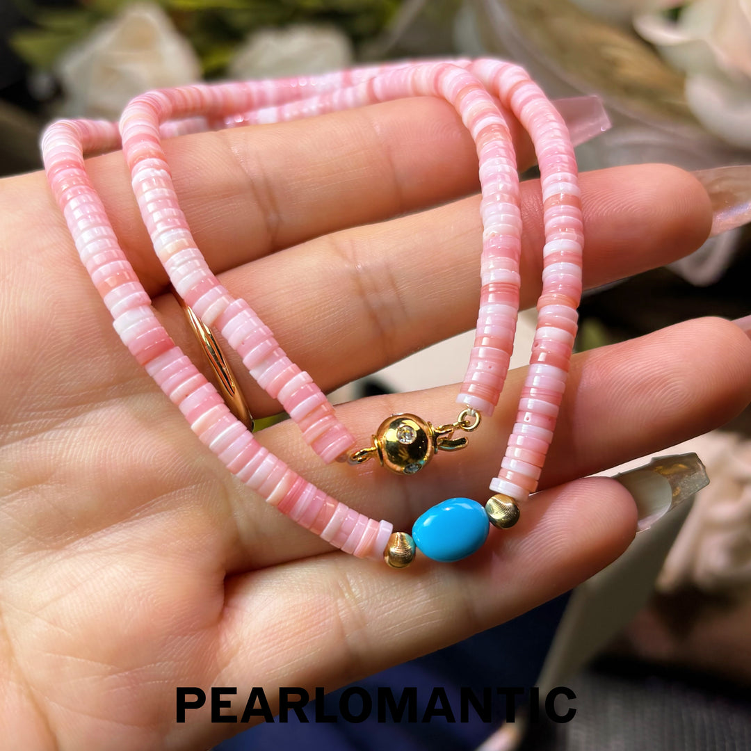 [Designer’s Choice] Blush Harmony Conch Shell &amp; Sleeping Beauty Turquoise Bracelet