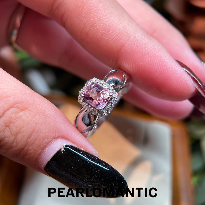 [Fine Jewelry] 18K White Gold Lone Lavender Glow Tourmaline & Diamond Ring