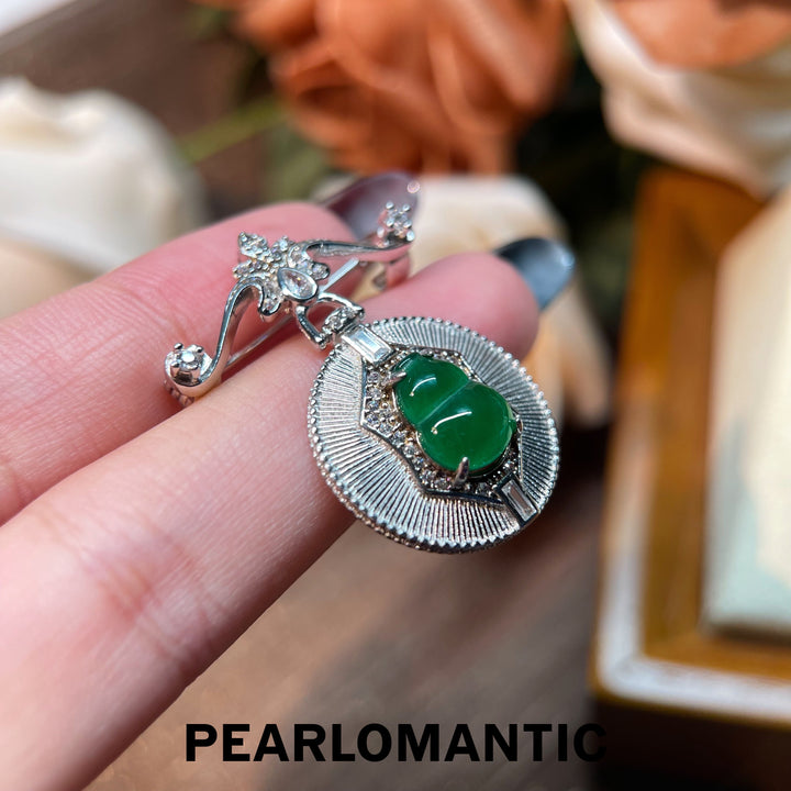 [Designer's Choice] Jade & S925 Silver Green Hulu Radiance Chalcedony Brooches