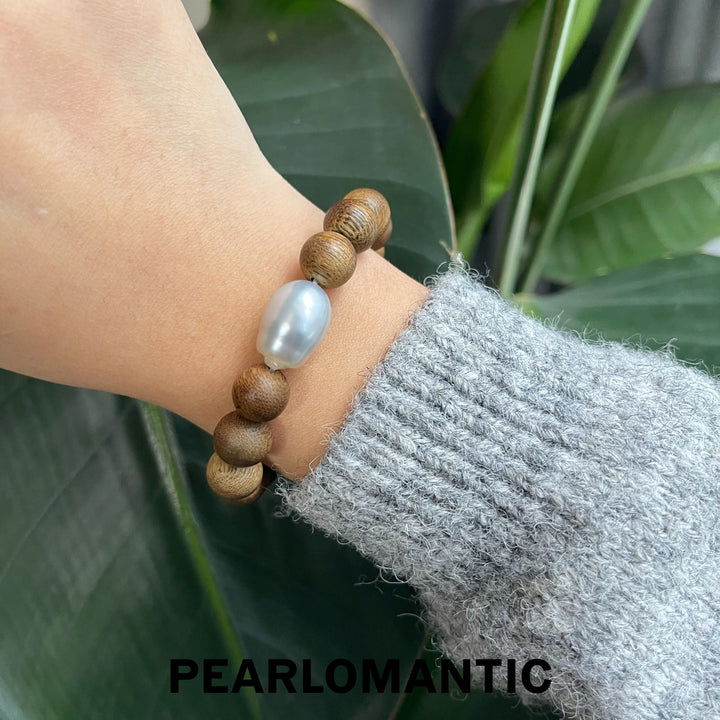 [Designer's Choice] Azure Mindfulness Sandalwood & Australian Pearl Strand Bracelets