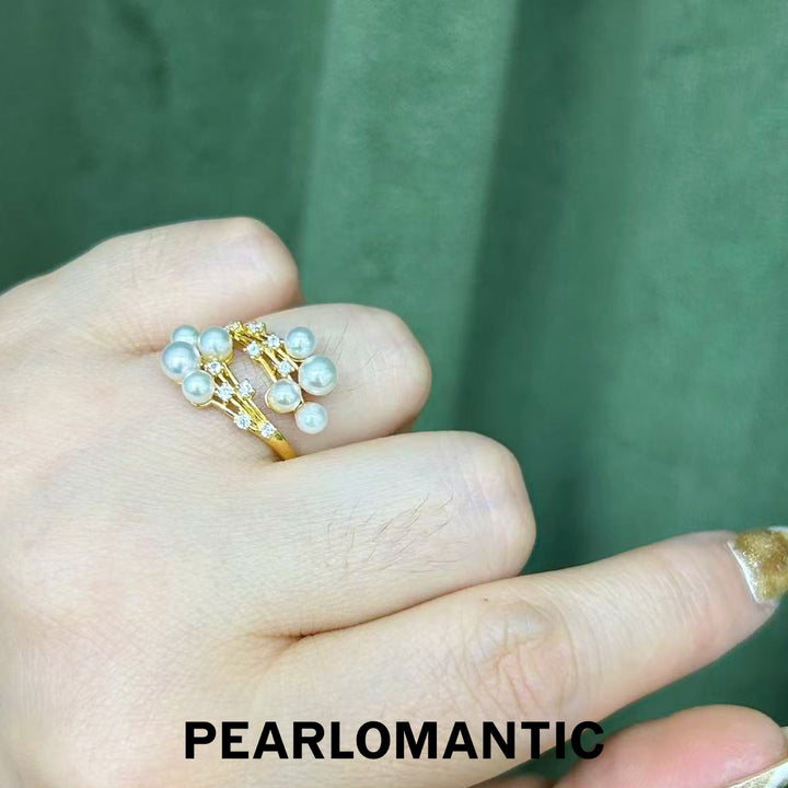 [Designer's Choice] Akoya Pearl Graceful Bouquet S925 Silver Adjustable Ring