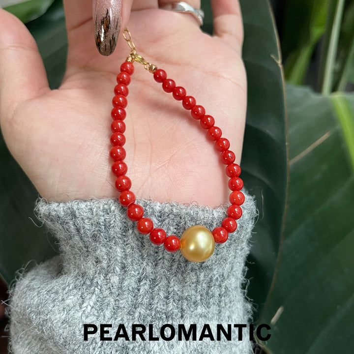 [Designer's Chioce] Japan Made - Golden Pearl & Coral Crimson Sunbeam Bracelets
